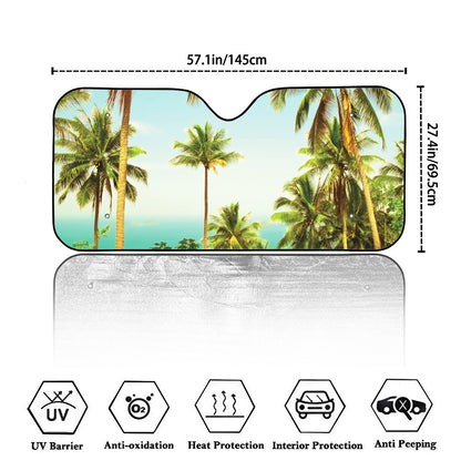 Coconut Tree Print Car Windshield Sun Shade