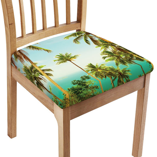 Coconut Tree Print Chair Cushion Cover