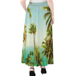 Coconut Tree Print Chiffon Maxi Skirt