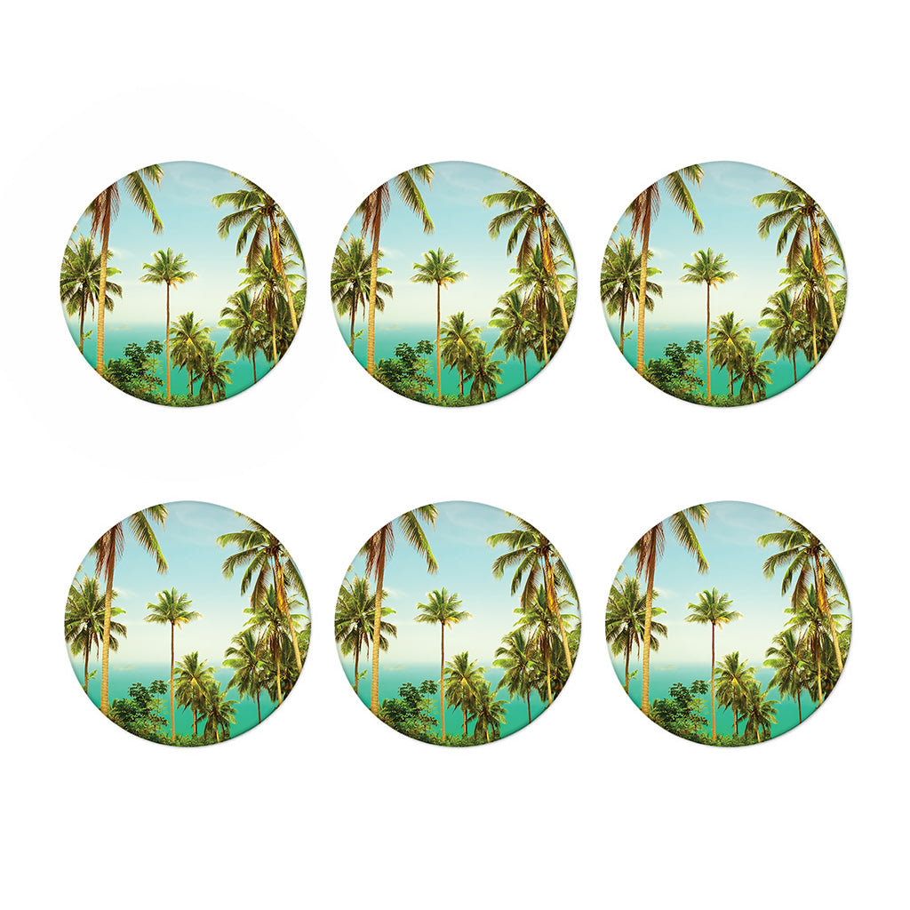 Coconut Tree Print Coaster Set
