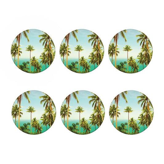 Coconut Tree Print Coaster Set