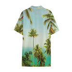 Coconut Tree Print Cotton Hawaiian Shirt