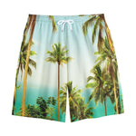 Coconut Tree Print Cotton Shorts