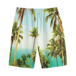 Coconut Tree Print Cotton Shorts