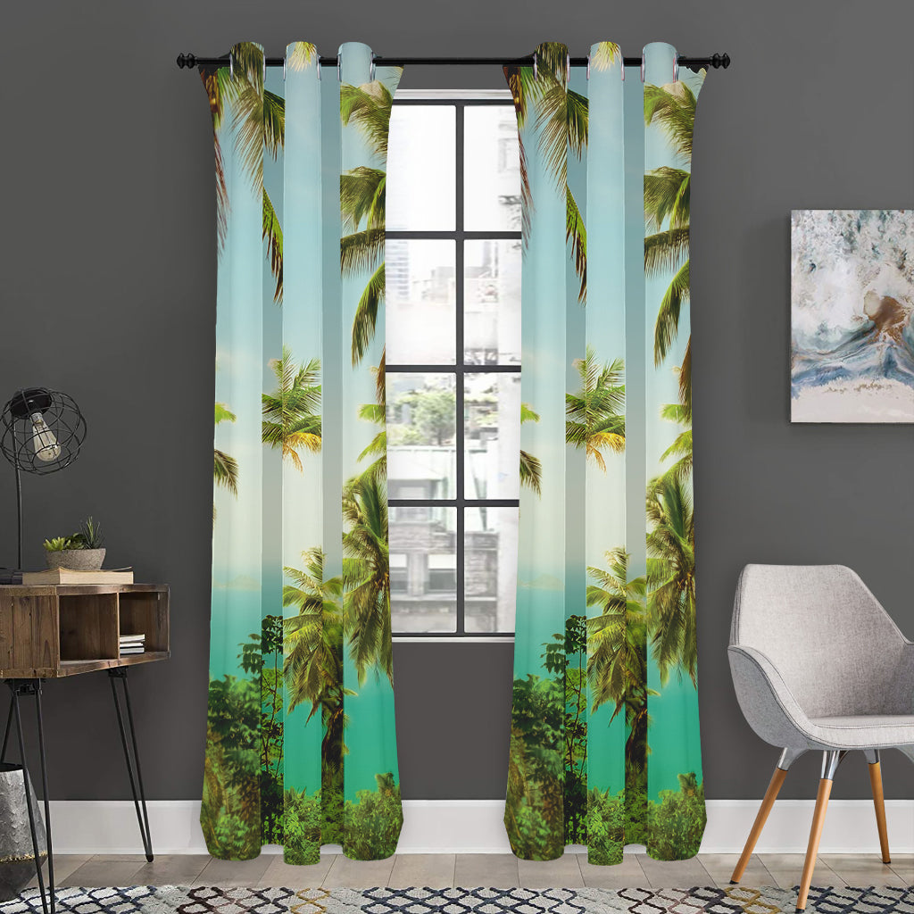 Coconut Tree Print Curtain