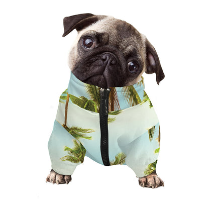 Coconut Tree Print Dog Zip Up Jacket
