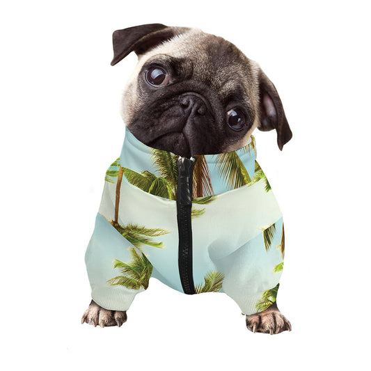 Coconut Tree Print Dog Zip Up Jacket