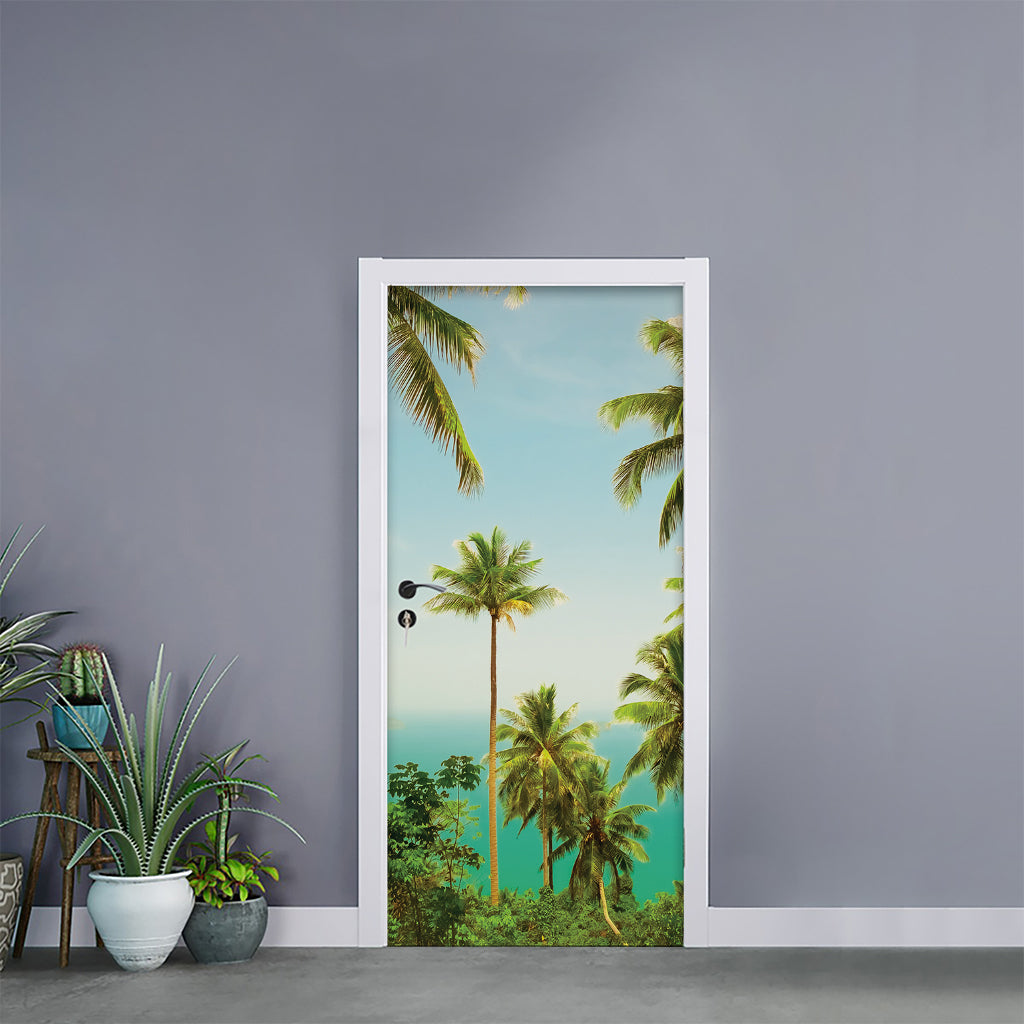 Coconut Tree Print Door Sticker