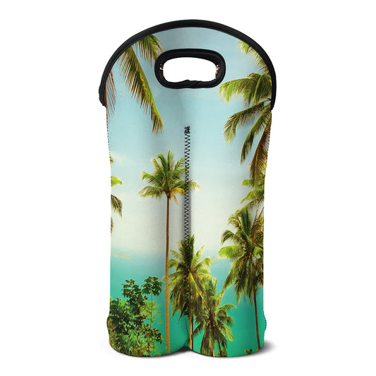 Coconut Tree Print Double Neoprene Wine Tote