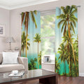 Coconut Tree Print Extra Wide Grommet Curtains