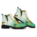 Coconut Tree Print Flat Ankle Boots
