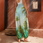Coconut Tree Print Harem Pants