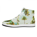 Coconut Tree Print High Top Leather Sneakers