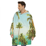 Coconut Tree Print Hoodie Blanket