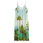 Coconut Tree Print Jersey Midi Cami Dress