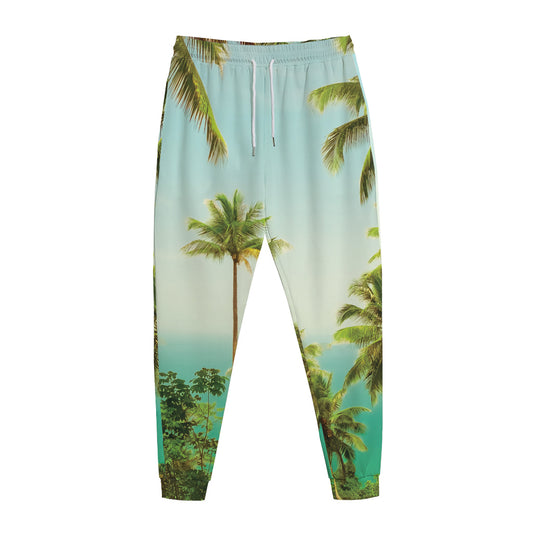 Coconut Tree Print Jogger Pants