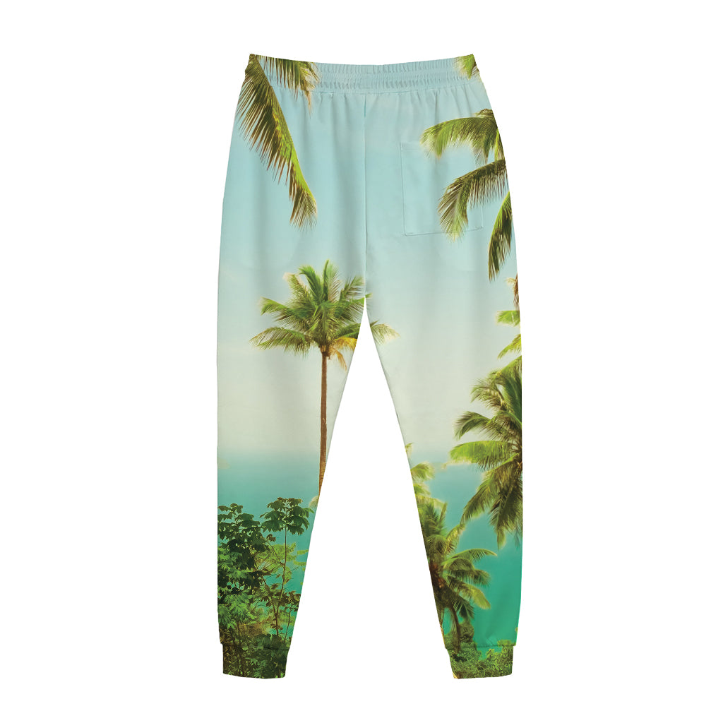 Coconut Tree Print Jogger Pants