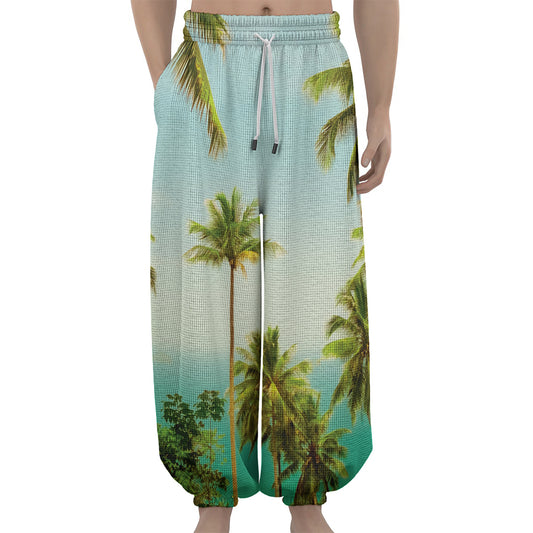 Coconut Tree Print Lantern Pants
