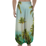 Coconut Tree Print Lantern Pants