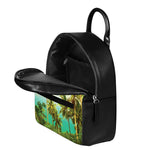 Coconut Tree Print Leather Backpack