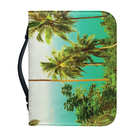 Coconut Tree Print Leather Bible Cover