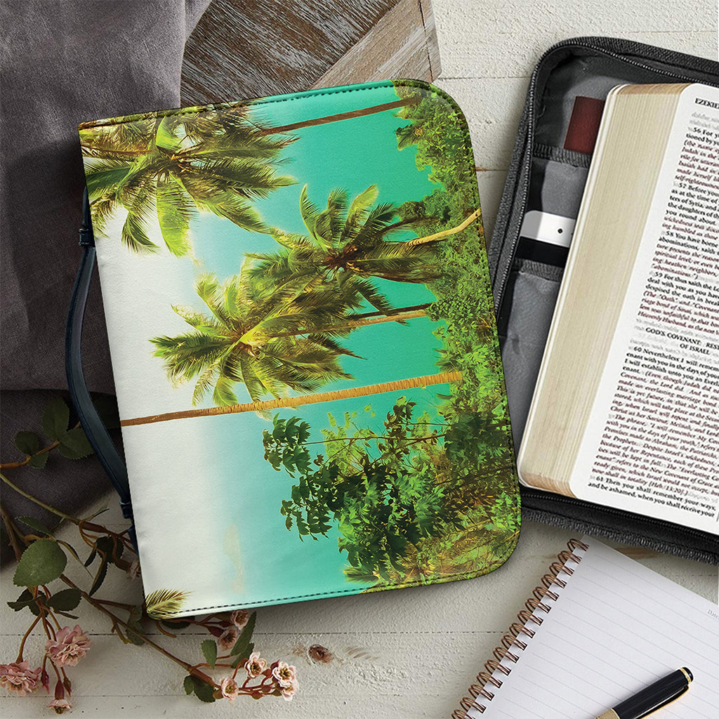 Coconut Tree Print Leather Bible Cover
