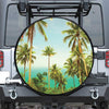 Coconut Tree Print Leather Spare Tire Cover