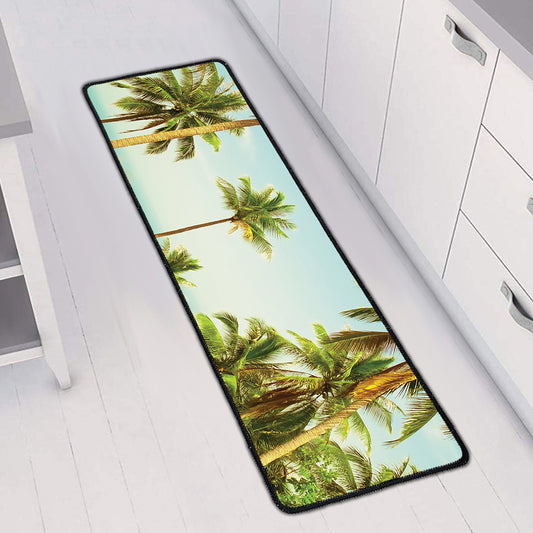 Coconut Tree Print Long Kitchen Mat