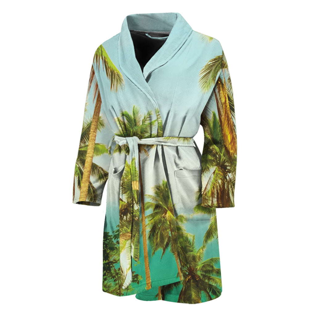 Coconut Tree Print Men's Bathrobe