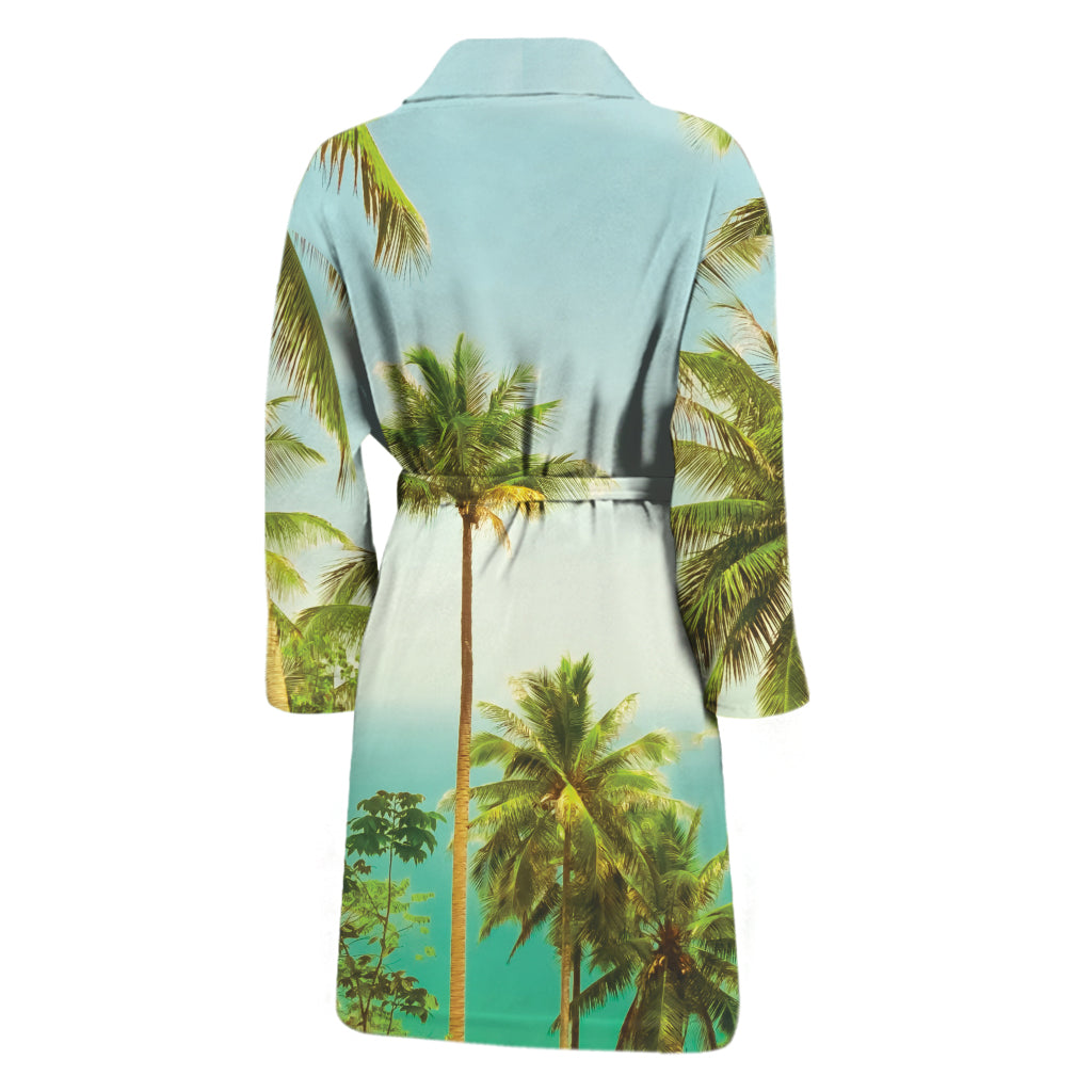 Coconut Tree Print Men's Bathrobe