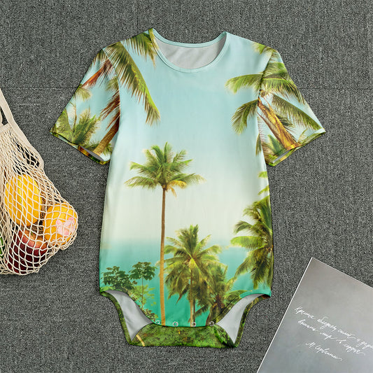 Coconut Tree Print Men's Bodysuit