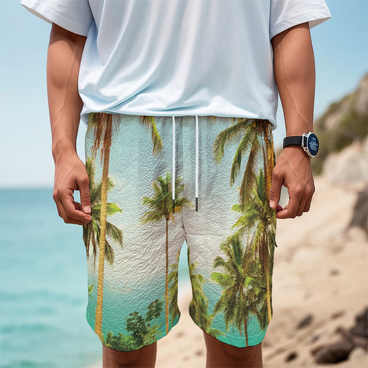 Coconut Tree Print Men's Cargo Shorts
