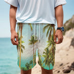 Coconut Tree Print Men's Cargo Shorts