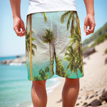 Coconut Tree Print Men's Cargo Shorts