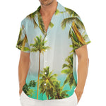 Coconut Tree Print Men's Deep V-Neck Shirt