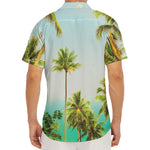 Coconut Tree Print Men's Deep V-Neck Shirt