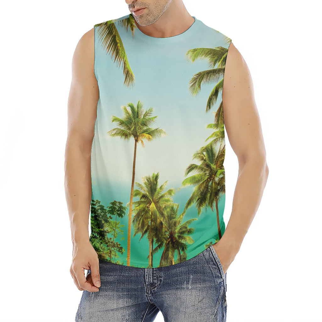 Coconut Tree Print Men's Fitness Tank Top