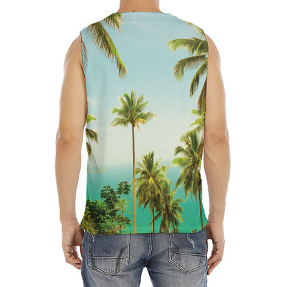 Coconut Tree Print Men's Fitness Tank Top