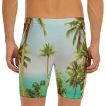 Coconut Tree Print Men's Long Boxer Briefs