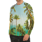 Coconut Tree Print Men's Long Sleeve Rash Guard