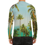 Coconut Tree Print Men's Long Sleeve Rash Guard