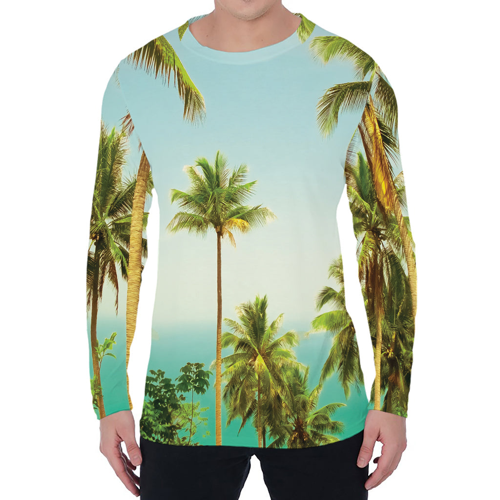 Coconut Tree Print Men's Long Sleeve T-Shirt