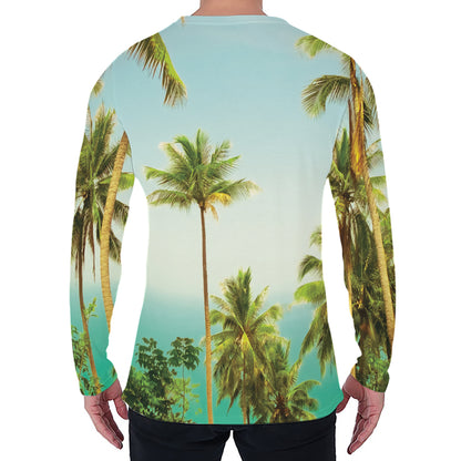 Coconut Tree Print Men's Long Sleeve T-Shirt
