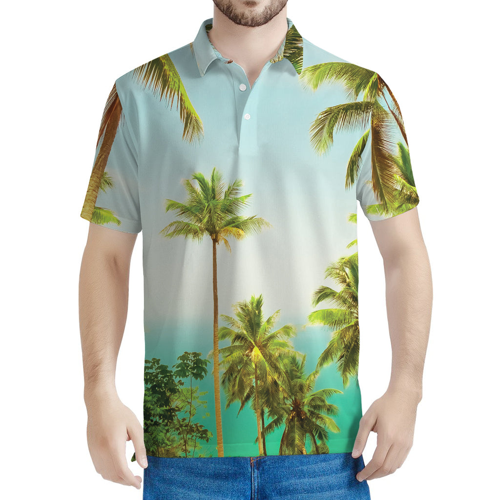 Coconut Tree Print Men's Polo Shirt
