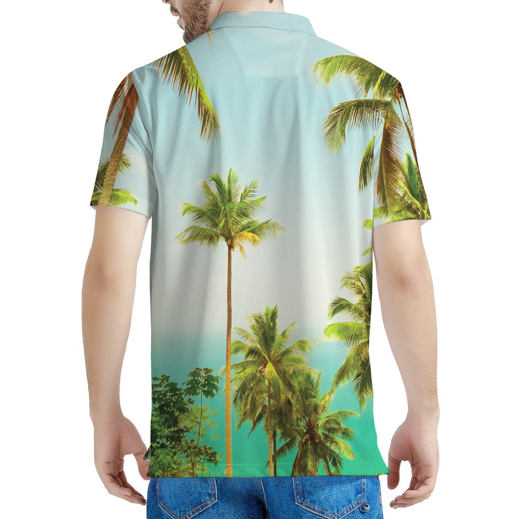 Coconut Tree Print Men's Polo Shirt