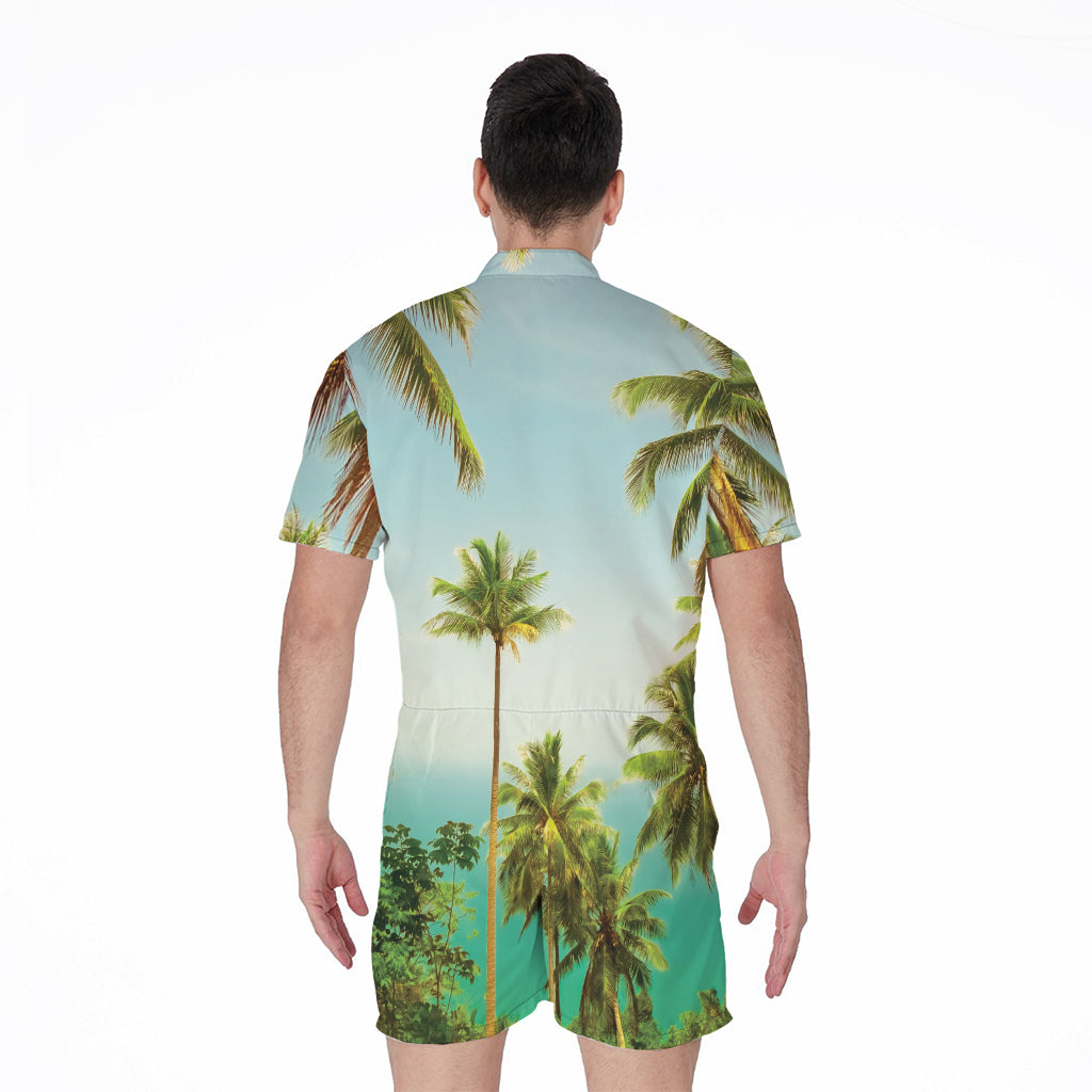 Coconut Tree Print Men's Rompers