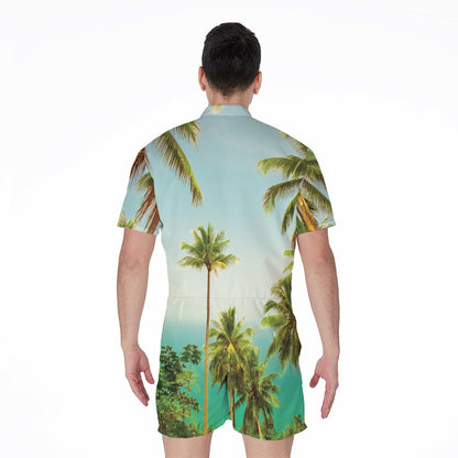 Coconut Tree Print Men's Rompers
