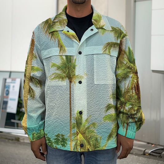 Coconut Tree Print Men's Shirt Jacket