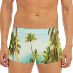 Coconut Tree Print Men's Short Boxer Briefs