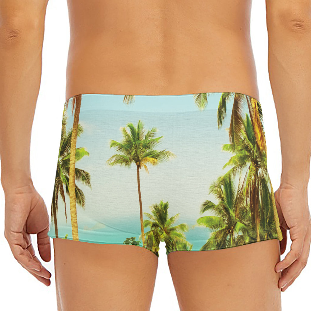 Coconut Tree Print Men's Short Boxer Briefs